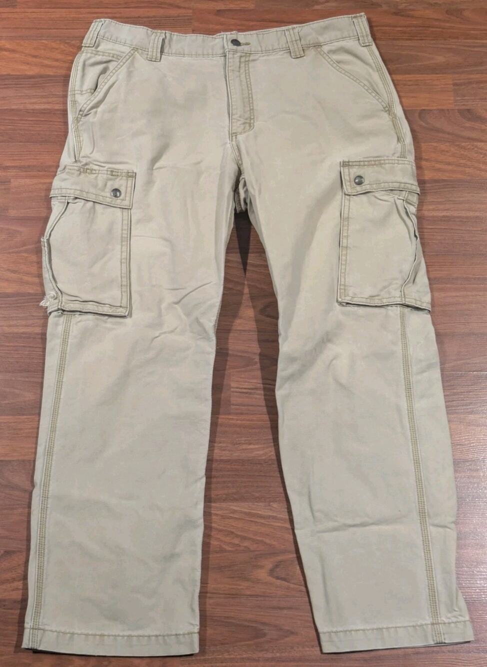 Carhartt Cargo Pants Mens 36x30 Tan Duck Canvas Relaxed Fit Work Utility